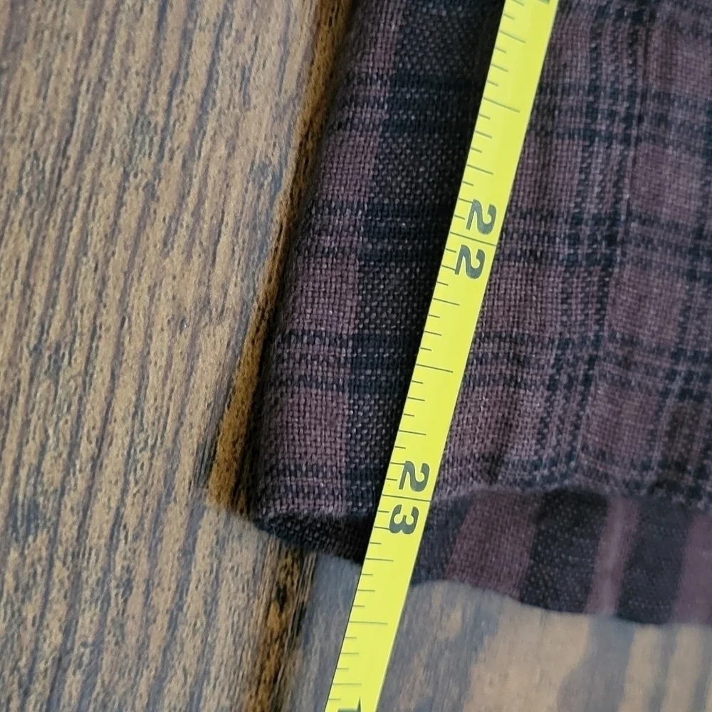 Everlane Linen Brown Black Plaid Button Down Jumpsuit